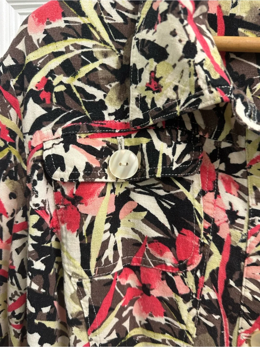 C.J. Banks Women’s Multi-Colored Floral Linen Blend Jacket - Size 1X